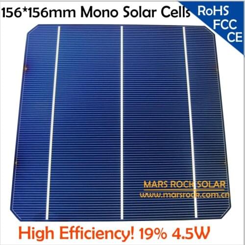 20pcs/Lot 4.5W 0.5V 156x156mm Solar Cell Photovoltaic, 19% High Efficiency 6x6 Mono Solar Cell 3 Busbar, for Making Solar Panel