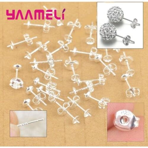 500PCS Handmade Earring Making Accessories 925 Sterling Silver Jewelry Findings DIY Component Stud Earrings Pin+Back Stoppers