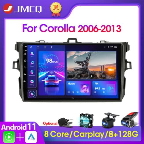 JMCQ Android 10.0 2GB+32GB CarPlay Car Radio Multimidia Video Player GPS For Toyota Corolla E140 E150 2006 2012 2013 2 din