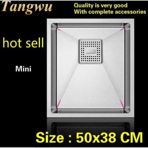 Free shipping Hot sell standard trumpet kitchen manual sink single trough 304 food grade stainless steel mini fashion 50x38 CM
