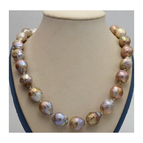 Free Shipping Natural 14x17mm Reborn Baroque Edison Pearl Knot Jewelry Necklace 18" AAA