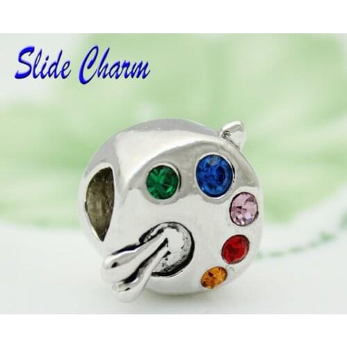 Free shipping European Retro paint tray shape charm beads fit Pandora bracelet beads for jewelry making