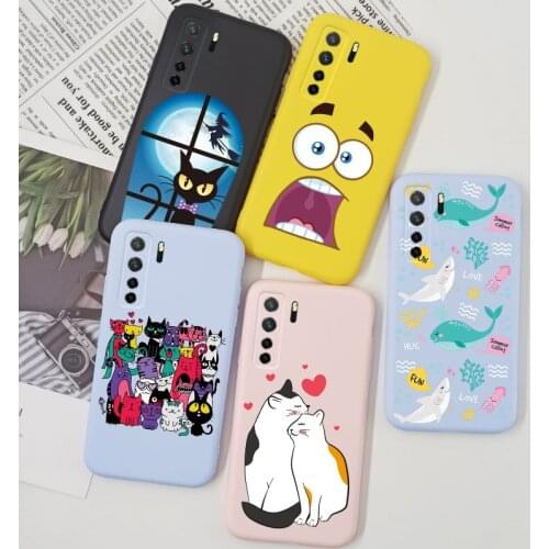 Cartoon Cat Case For Huawei P40 Lite E Y9S Y8P Y7P Y5P Honor 9A 9C 9S 9X Pro P Smart 2019 S Cover Case Silicone TPU Nova 7i 7 SE