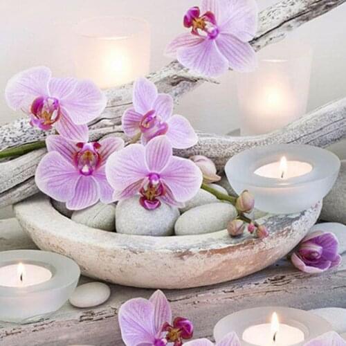 DIY Diamond Painting Cross Stitch Zen Orchid Diamond Embroidery Flowers Crystal Round Diamond Mosaic Pictures Needlework