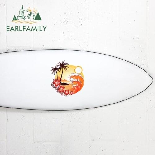 EARLFAMILY 30cm x 28.6cm for Hawaii Wave Surfer Car Stickers Scratch-proof Waterproof Personality Surfboard Vehicle Decal