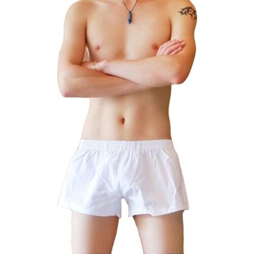 Cotton Solid Convex U Pouch Lounge Pajamas Breathable Mens Sleepwear Boxer Shorts Casual Male Comfortable Sleep Bottom