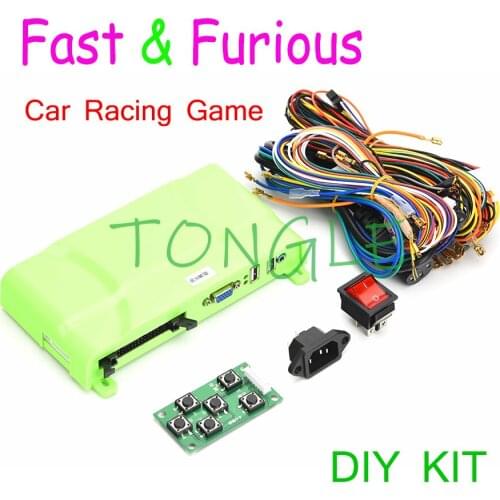 Fast & Furious 2 in 1 Car Racing Game Motherboard and Steering Wheel for Children Arcade Simulation Video Game Machine DIY KIT