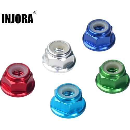 INJORA M4 Metal 4mm Wheel Lock Nut for 1/10 RC Car Crawler Traxxas TRX4 Axial SCX10 90046 D90 Slash 2wd SCTE 4x4