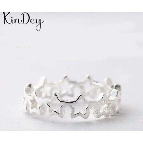 Kindey Personality Silver Color Star Rings For Women Bridal Wedding Jewelry Adjustable Size Finger Rings