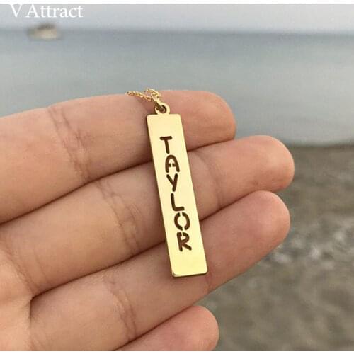 Cut Out Capital Nameplate Choker Necklaces Personalized Name Necklace Vertical Bar BFF Collier Custom Jewelry Bridesmaid Gift