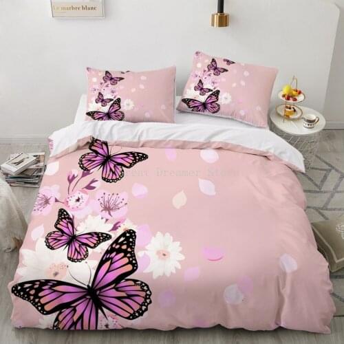 Homesky Glowing Butterflies Bedding Sets 3D Luxury Colorful Duvet Cover Bedding Set Flying Butterfly Bed Linen Decor Bedclothes