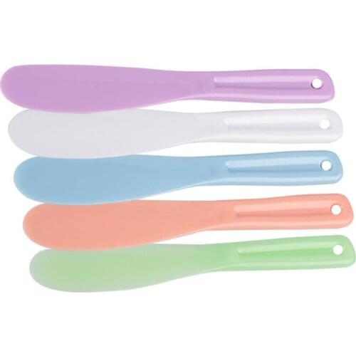 5Pcs Big Facial Cream Mask Spatulas Plastic Beauty Scoop for Facial Makeup Cream DIY Mask Fan Brush Applicator
