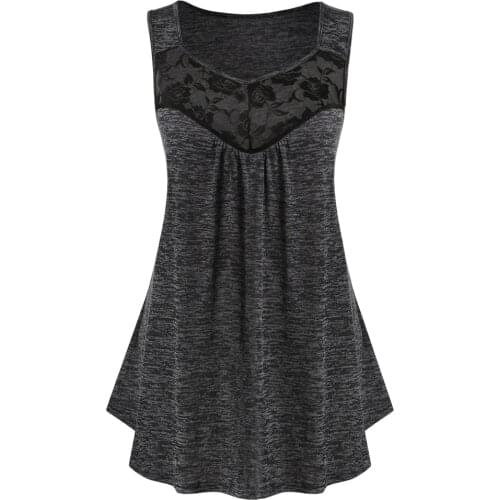 5XL Plus Size Women Sleeveless Blouse Shirt Summer Ladies Lace Patchwork Casual Tank Top V Neck Long Tops Female Loose Vest