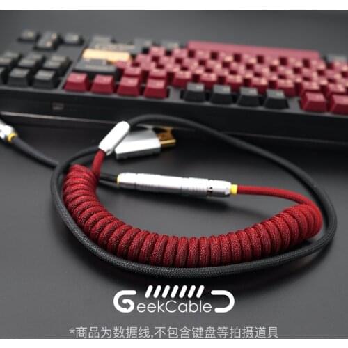 GeekCable Handmade Customized Mechanical Keyboard Data Cable For GMK Theme SP Keycap Line Red Samurai Colorway