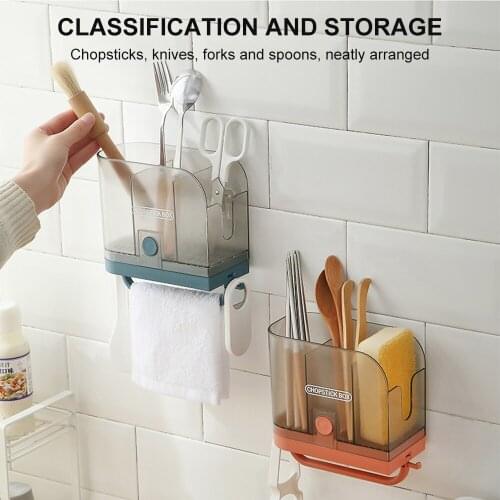 Multifunctional Hanging Spoon Fork Chopstick Storage Holder Box Double Layer Cutlery Drain Rack Organizer Racks for Kitchen