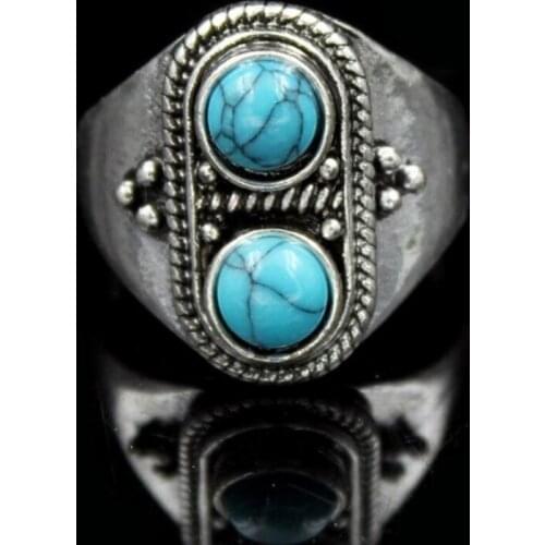 Fashion red/ blue/green stone semi boulder ball party accessories retro Tibetan style rings
