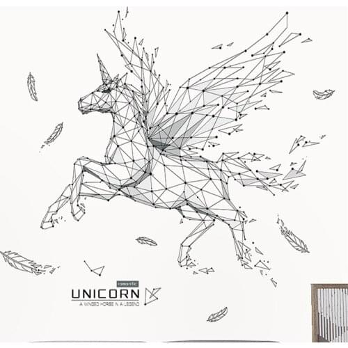 Unicorn wall sticker background wall decoration sticker study bedroom creative wall decoration decal art painting on the wall
