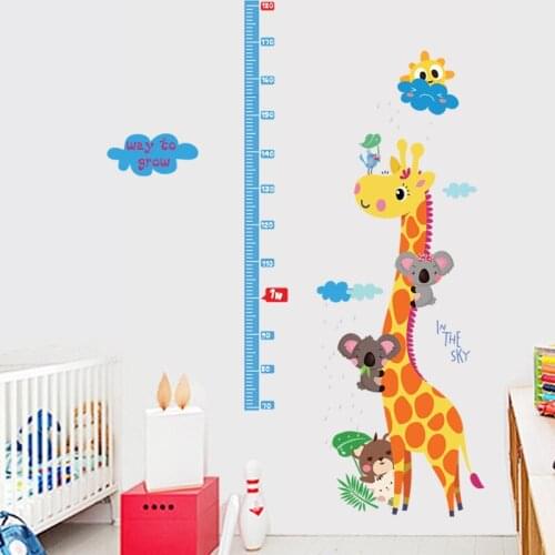 Cute Giraffe Animals Height Measure Wall stickers DIY Kids Rooms Nursery Growth Chart Home Decor Height Chart Rule Sticker