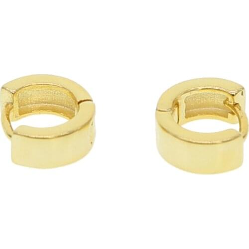 High polish gold color earring circle delicate teen girl 100% 925 fine silver mini tiny circle clip on silver 925 round earring