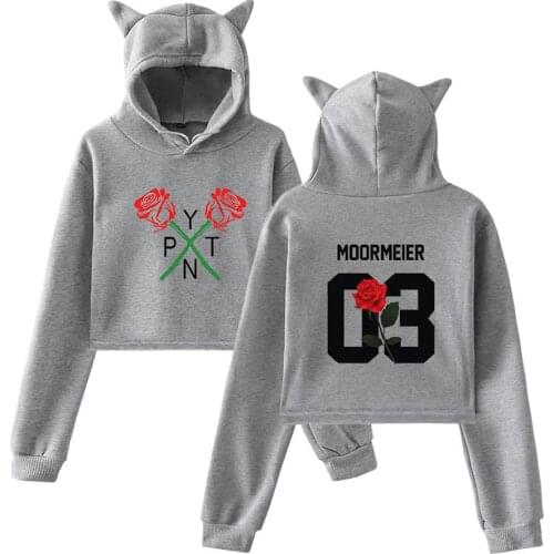 Popular Womens Hoodies Womens Clothing Top Hooded Rose Print Girl Cat Ear Hoodie Sweatshirt Kids White Casual Pullover xxs-4xl