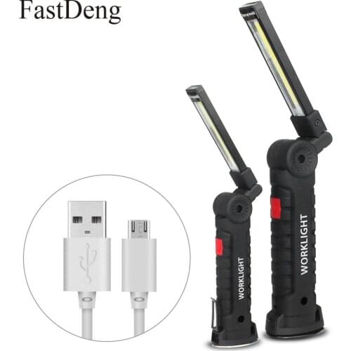 COB Flashlight Portable 5 Mode Torch USB Rechargeable LED Work Light Magnetic COB Lanterna Hanging Hook Lamp For Outdoor Camping