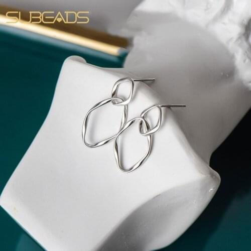 Subeads Real 925 Sterling Silver Irregular 8 words Drop Earrings For Women Ins Geometric Circle Dangle Earrings Fine Jewelry