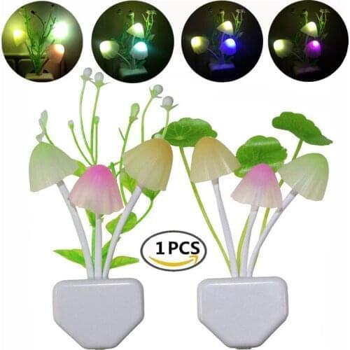 Night Light 7 Color Changing Dusk To Dawn Sensor LED Night Lights Flower Mushroom Lamp Bedroom Babyroom Lamps For Kids Gifts