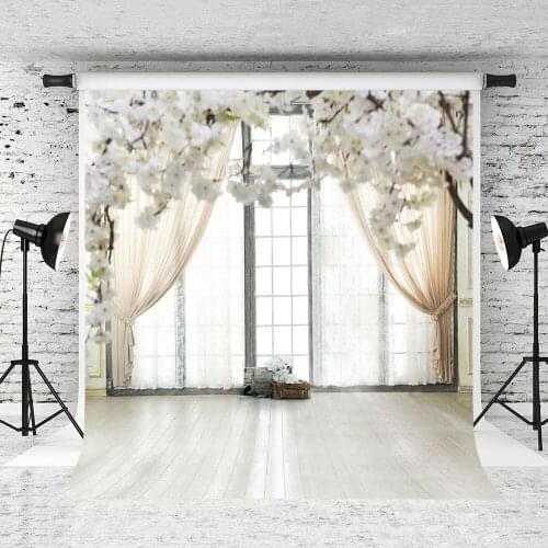 VinylBDS White Indoor Wedding Photostudio Background Flower Props Photography Photobooth Window Microfiber Photo Backdrops