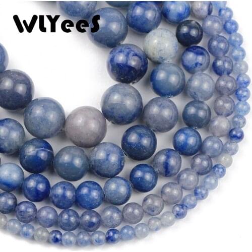 WLYeeS Natural Stone Beads Blue Aventurine Round Loose Spacer Bead For Jewelry Making DIY Bracelet Earrings 15" 4/6/8/10/12mm