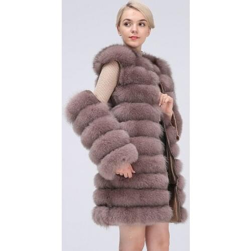 2020 Natural Fur Coat Women Real Fur Coat Long Style Fox Fur Womens Fur Coats Natural Fur Winter Jacket Women Detachable