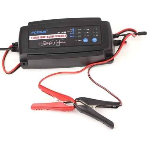 1pc 12V 2A 4A 8A Automatic Smart Battery Charger,7-Stage Smart Battery Charger, Car Battery Charger for GEL WET AGM Battery-E