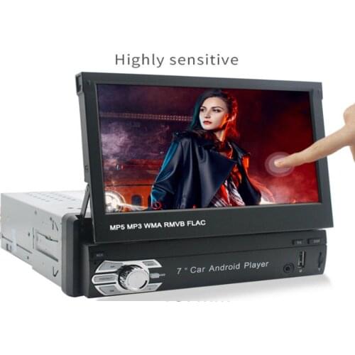 1din Car Radio GPS Navigation 7" HD Retractable Screen Android 10.0 multimedia Player universal Camera audio Video player no DVD