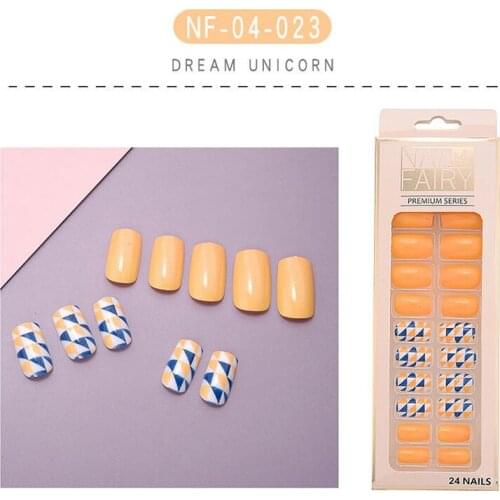 24 Pcs UV French Lattice Gel Fake Nails Acrylic Nail Art Press On Nail Tips Tools For Manicure Plastic Nail Art False Nail XQR10