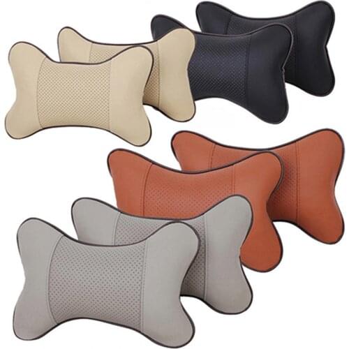 80% HOT SALES!!! 1 Pc Faux Leather Hole-digging Car Headrest Supplies Neck Auto Safety Pillow