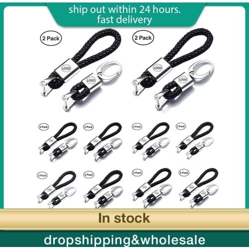 2Pack Llavero Moto Genuine Leather Car Logo Keychain For Your Love Car Key Chain Keyring With Logo Keychain Car Audi Keychain