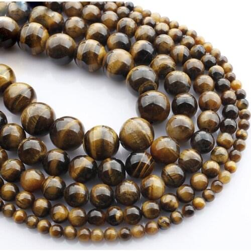 15"(38cm) Strand Round Natural Brown Tigers Eye Stone Rock 4mm 6mm 8mm 10mm 12mm Beads lot for Jewelry Making DIY Bracelet