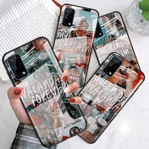 Tempered Glass Cover Marvel retro comic superhero For OPPO A9 2020 A52 Find X2 Lite Realme 7 7i 6 5 Pro C3 XT Phone Case