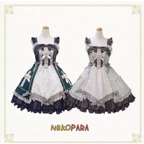 Baby Medicine Case Lolita JSK Dress Cute Lace Cross Suspender Sleeveless Dress One Piece & Headband Red, Green, Pink, Mint