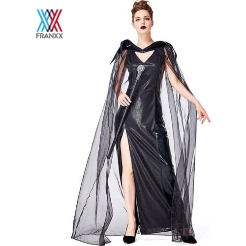 Halloween Witch Dress Cosplay Costumes Women Sexy Black Dress Cloak Dragon Castle Queen Dresses Uniform Girls Halloween Dress