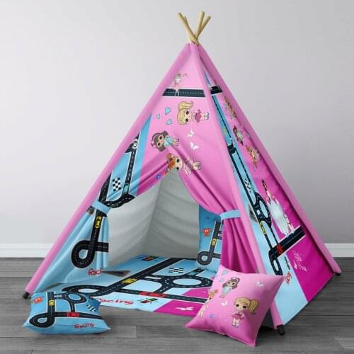Play Tent for Kids Wigwam Portable Indoor Playground Tents Children Bedrooms Blue Pink Princess Traffic Lamp Model 1402
