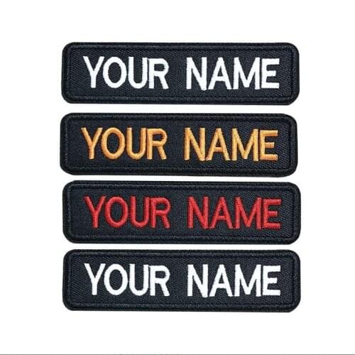 Custom embroidered name patch, personalized embroidered name tag, used for motorcyclist badges, 2 pieces, Velcro, black