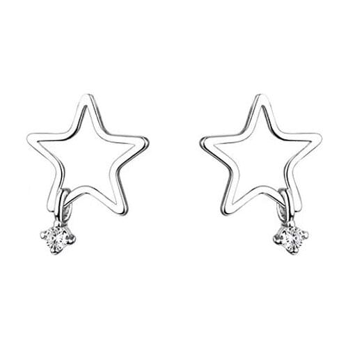 Fine Jewelry Fashion Hollow Five Pointed Star Earrings With Shiny Small Zircon Women Elegant Christmas Accessories Birthday Gift