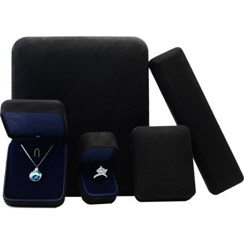 Oirlv New Black Iron Box luxury Jewellery Gift Box For Ring Necklace Bracelet Packaging Organizer Boxes Black Suede Jewelry Box