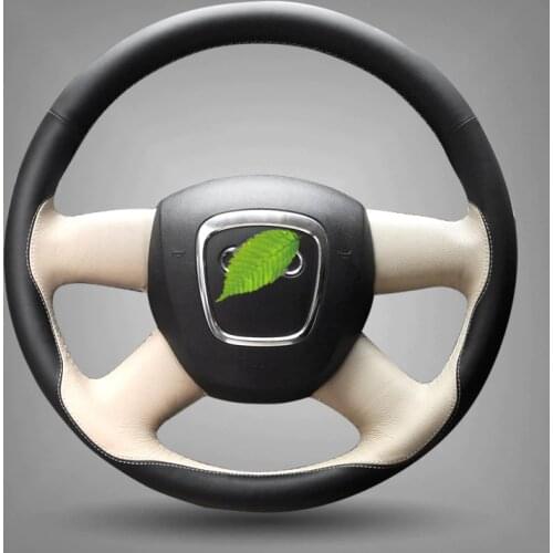 Leather Hand-stitched Steering Wheel Cover for Audi Old A4 B7 B8 A6 C6 2004-2011 Q5 2008-2012 Q7 2005-2011 Parts car assessoires