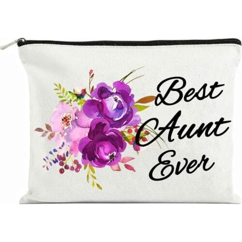 Best Aunt Ever Make Up Cosmetic bag birthday Christmas New Year Thanksgiving retirement baby shower Auntie to be present Gift