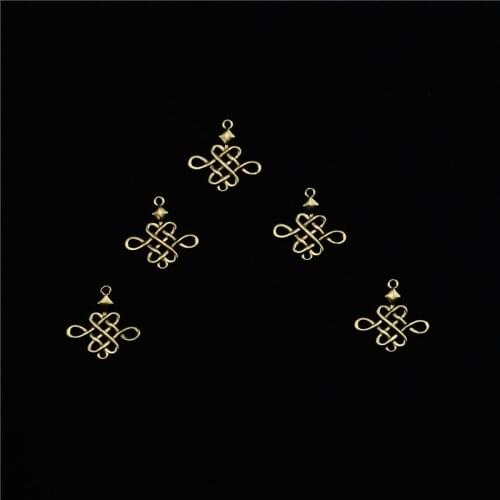 Cast copper environmental protection double hanging Chinese knot necklace pendant connector fashion charm jewelry making