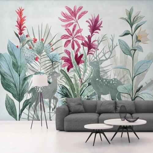 Milofi custom 3D wallpaper mural Nordic tropical plants banana leaf living room bedroom background wall decoration painting wall