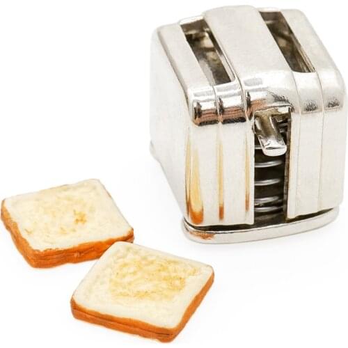 Odoria 1:12 Miniature Toaster Two-Slice Bread Machine Set Kitchenware Model Kitchen Dollhouse Accessories Doll House Decoration