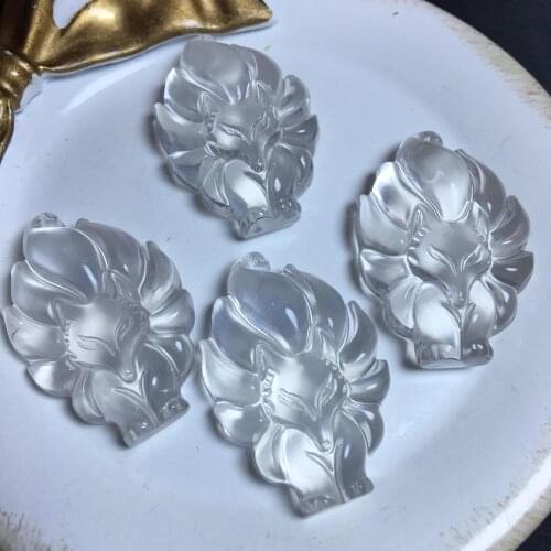 Natural white crystal nine-tailed fox pendant white crystal little fox necklace pendant fashion jewelry gift