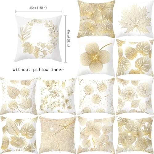 Cushion Cover Home Decor Leaves Pillow Case Scandinavian Couch Personalized Luxury Pillowcase Golden Decoration Living Room